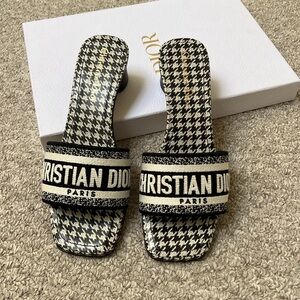 Dior Houndstooth Dway Heel slides